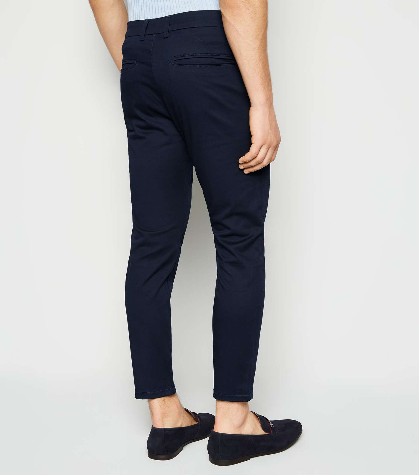 Navy Skinny Stretch Cropped Trousers Image 3