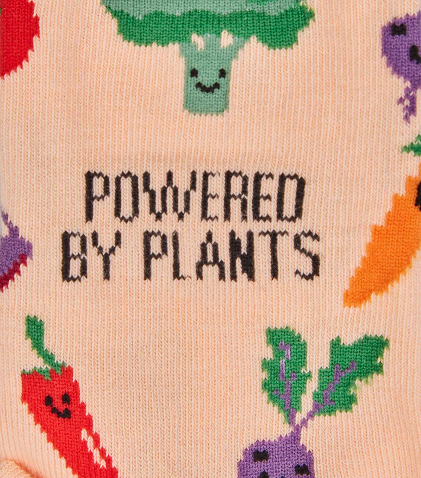Pink Powered By Plants Slogan Socks Image 3
