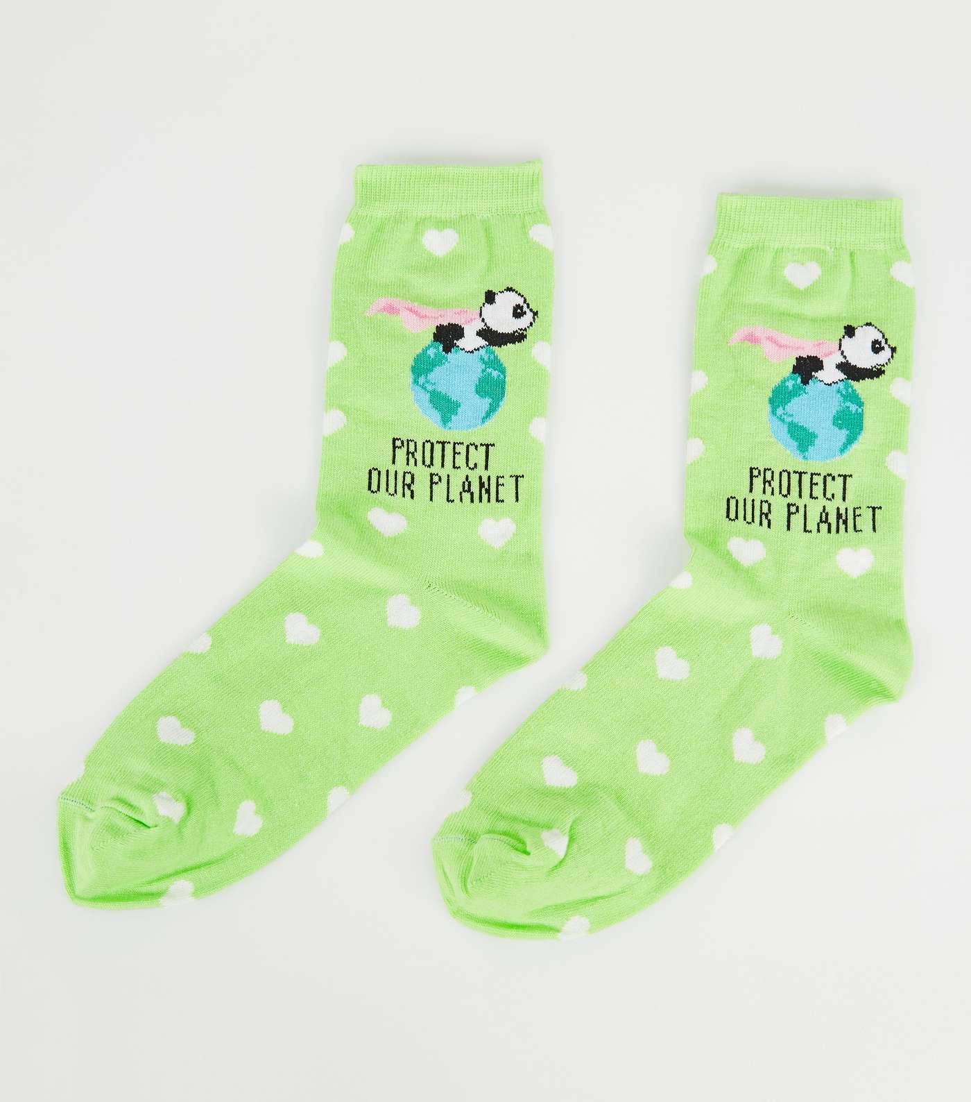 Light Green Protect Our Planet Panda Socks