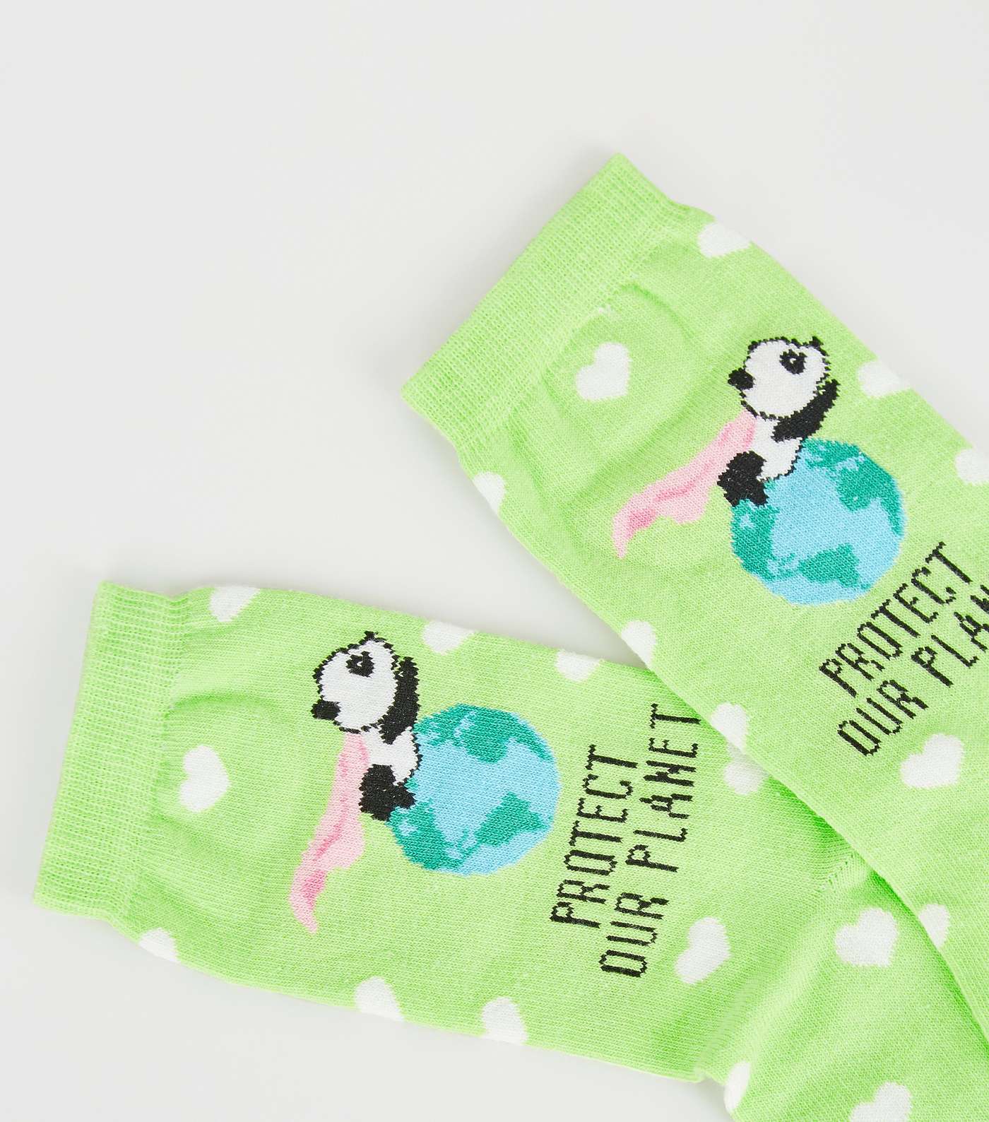 Light Green Protect Our Planet Panda Socks Image 3
