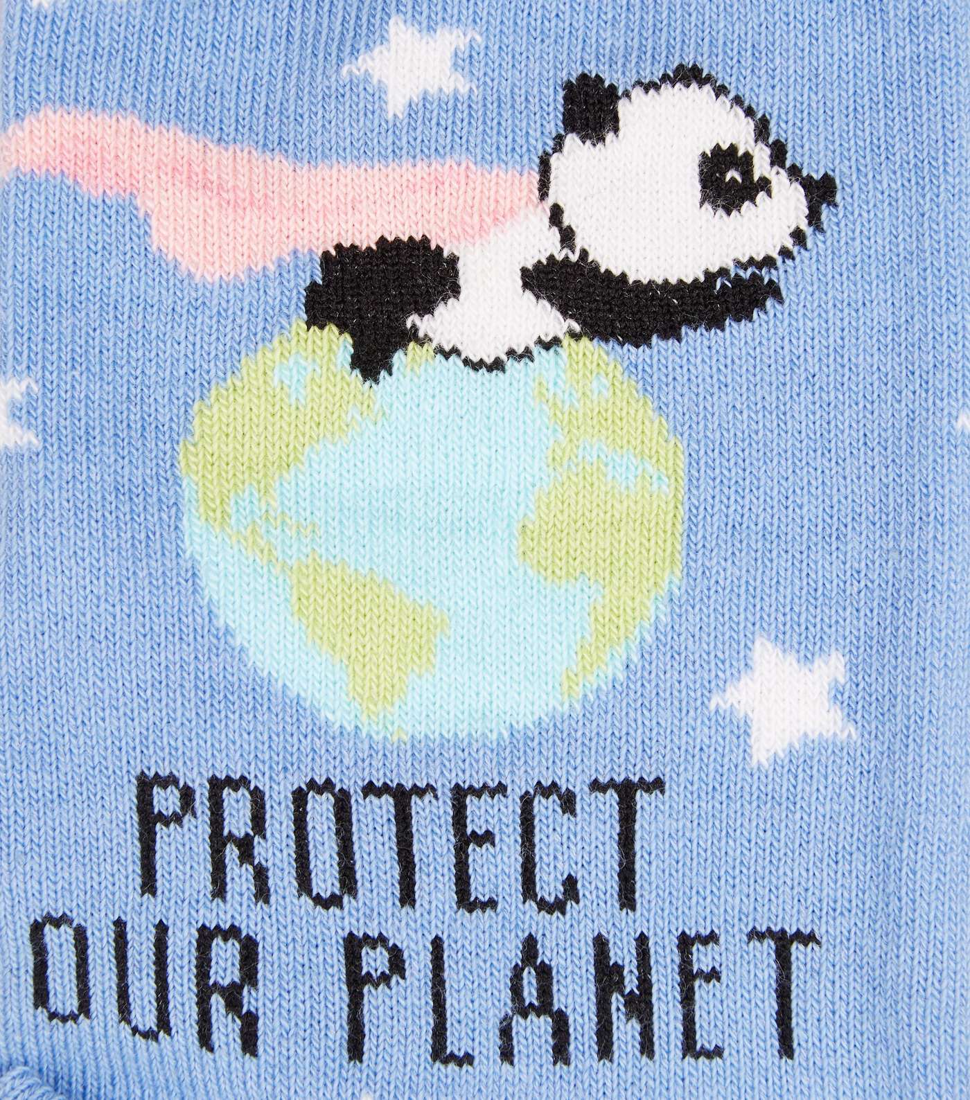 Pale Blue Protect Our Planet Panda Socks Image 3