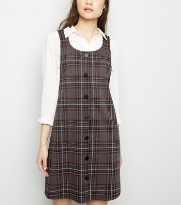 new look grey pinafore