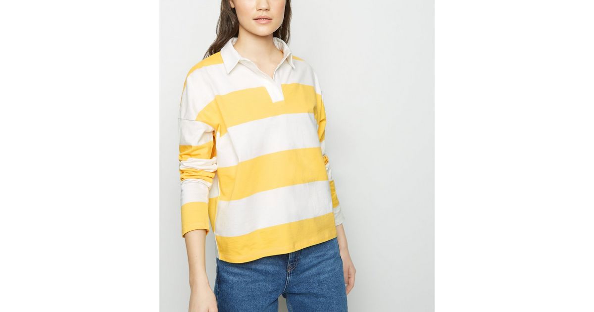 Yellow Stripe Rugby Shirt New Look
