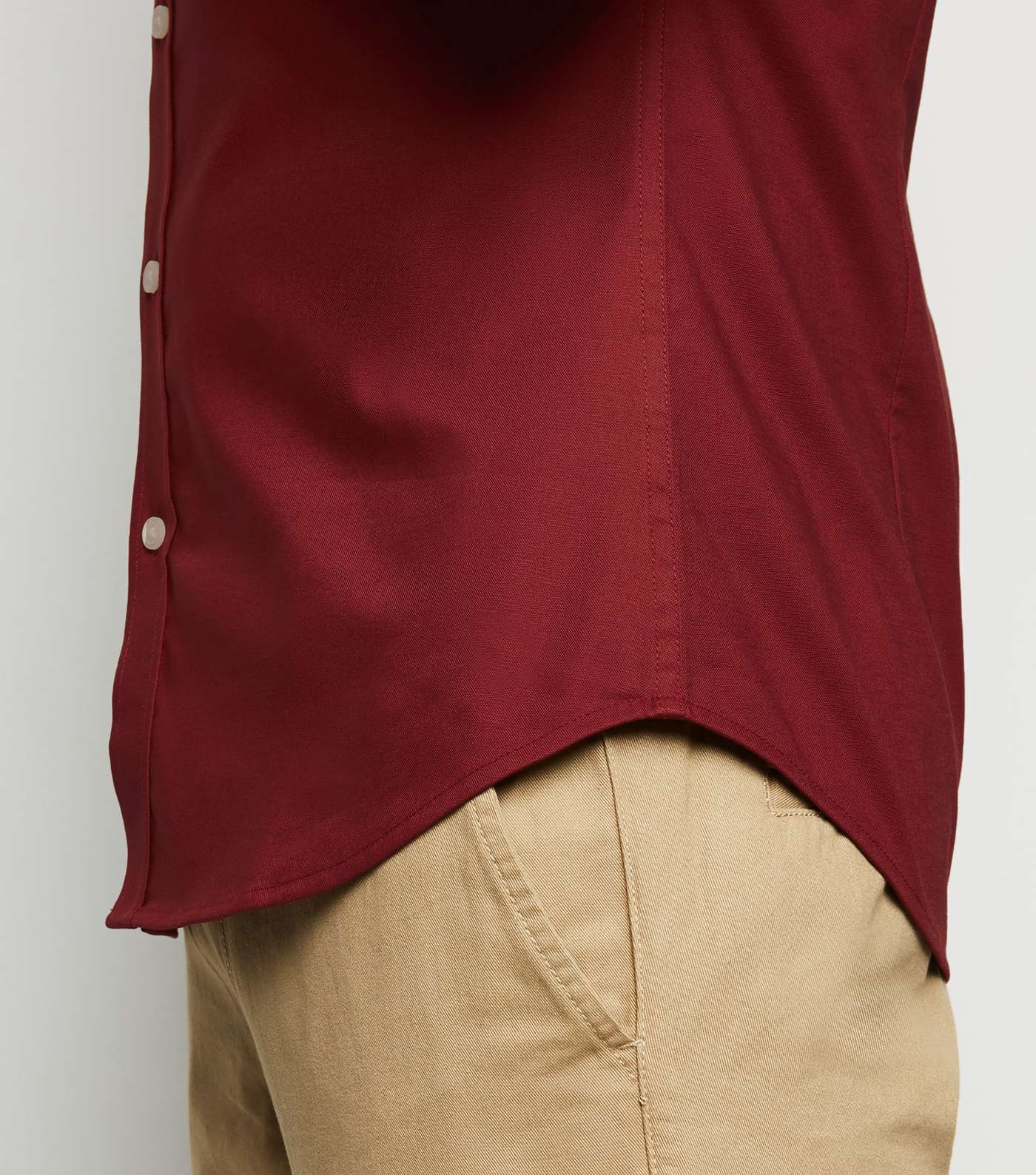 Burgundy Short Sleeve Muscle Fit Oxford Shirt Image 5