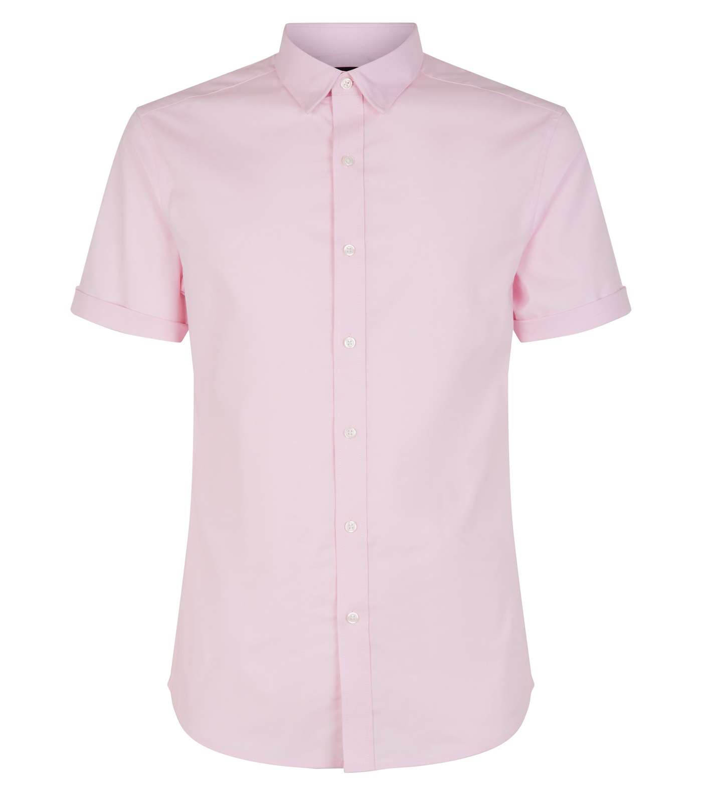 Pink Short Sleeve Muscle Fit Oxford Shirt Image 4