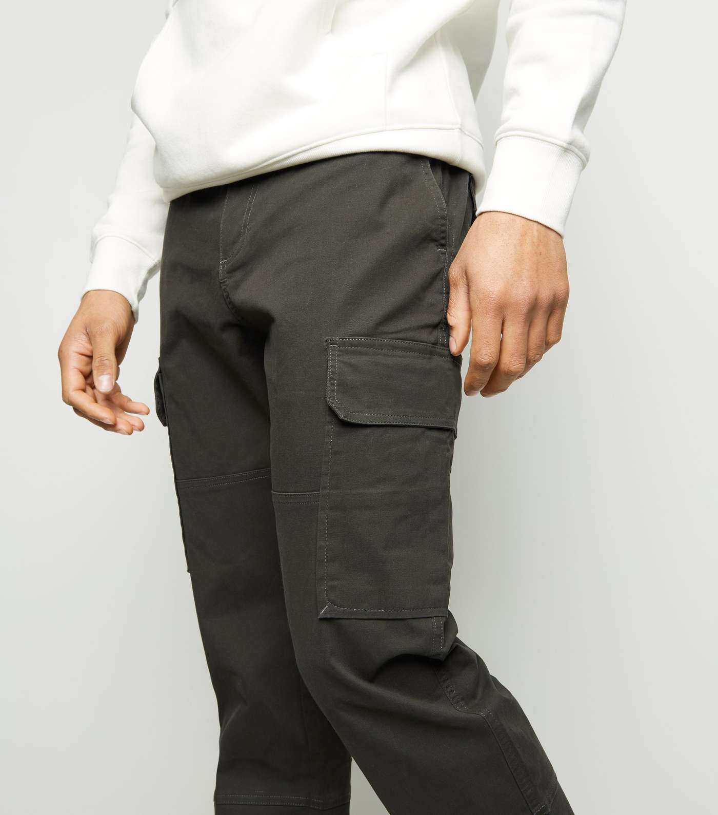 Khaki Cuffed Hem Cargo Trousers Image 5