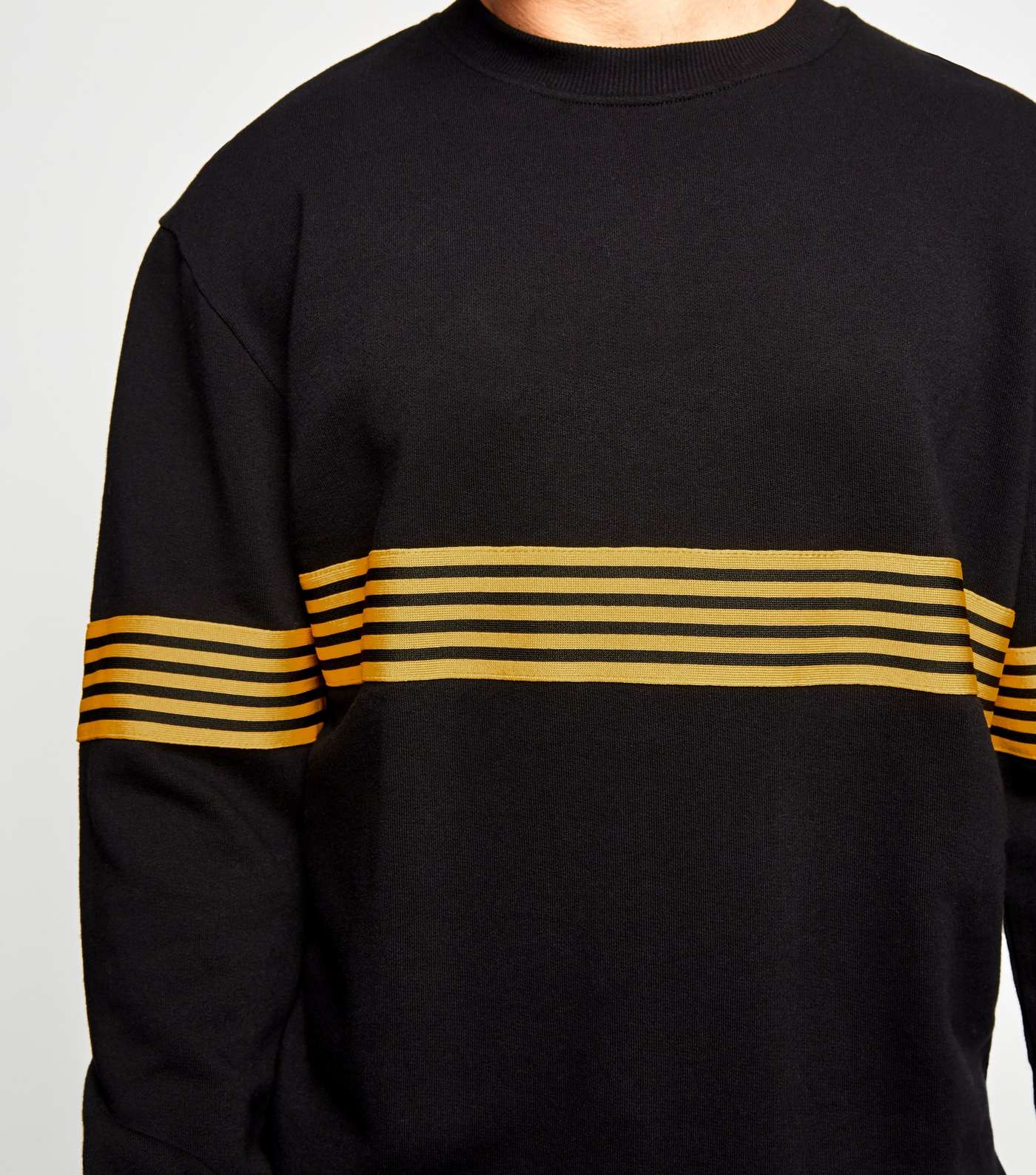 Black Centre Stripe Crew Neck Sweatshirt Image 3