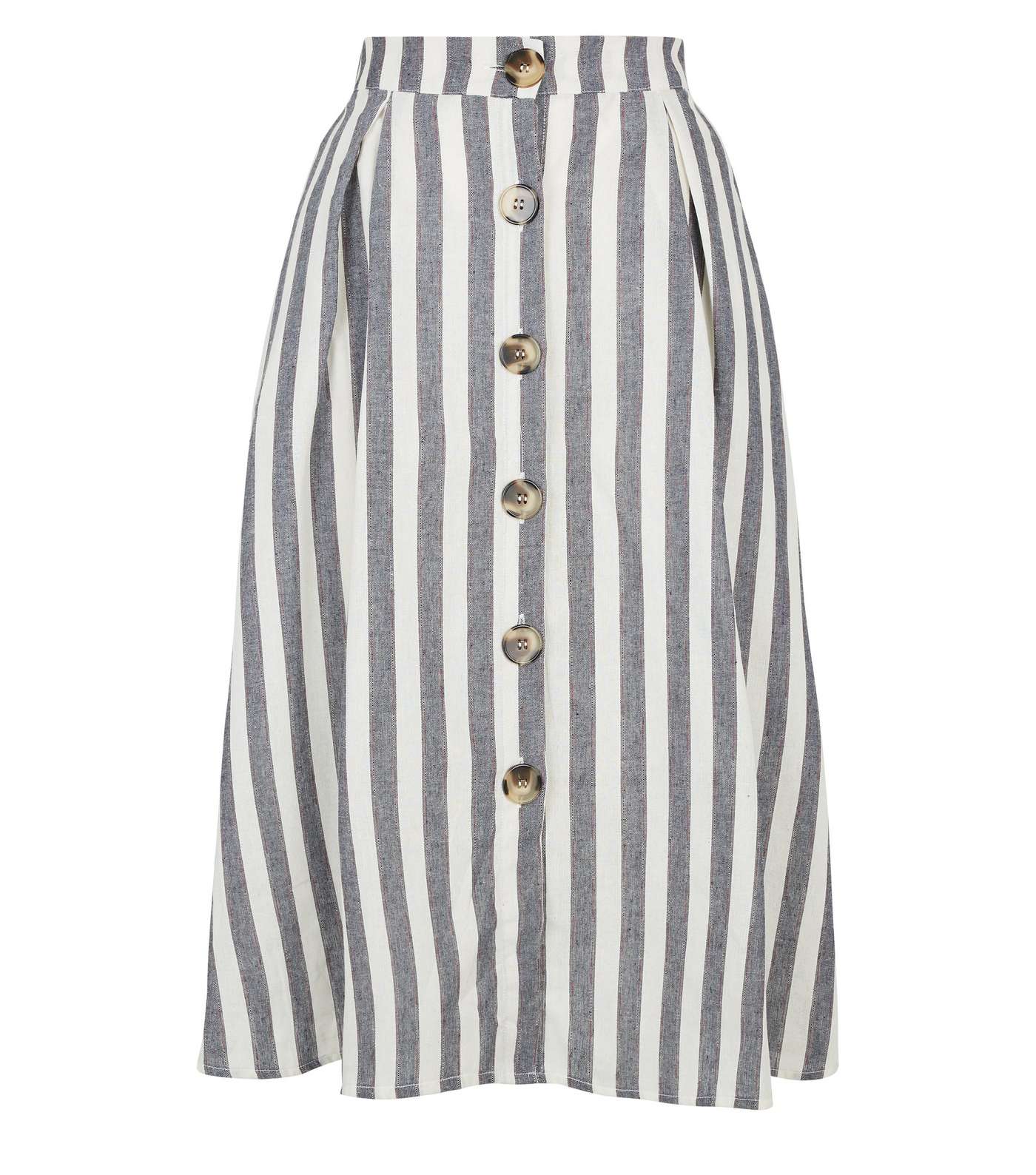 Blue Vanilla Blue Stripe Button Up Midi Skirt  Image 4
