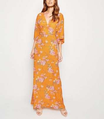 womens orange maxi dress