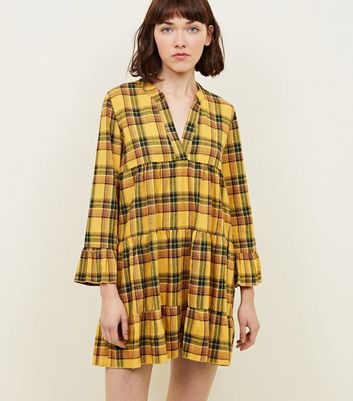 Cameo Rose Yellow Check Smock Dress New Look shop for Cameo Rose Yellow Check Smock Dress New Look at Shopo