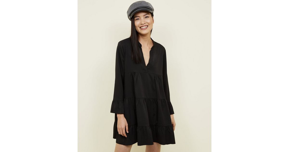 Cameo Rose Black Twill Smock Dress | New Look