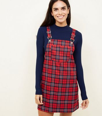 new look red pinafore dress