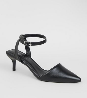 black pointed sandal heels
