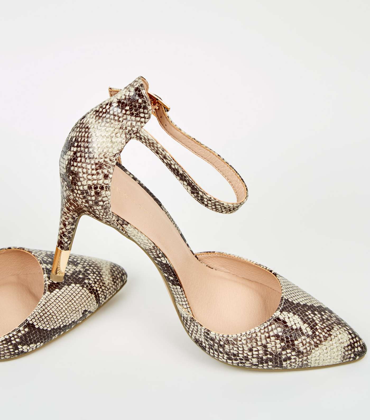 Stone Faux Snake Ankle Strap Stiletto Courts Image 3