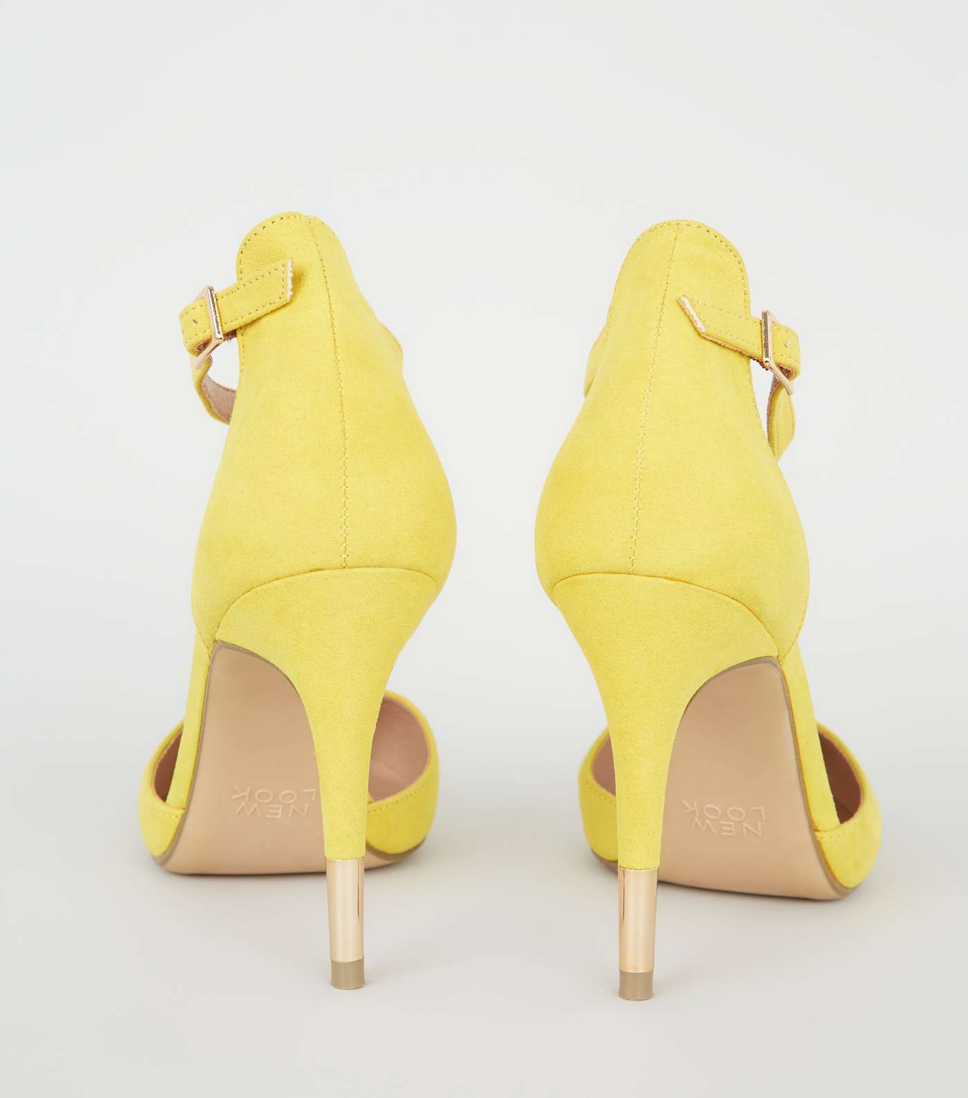 Yellow Suedette Ankle Strap Stiletto Courts Image 3