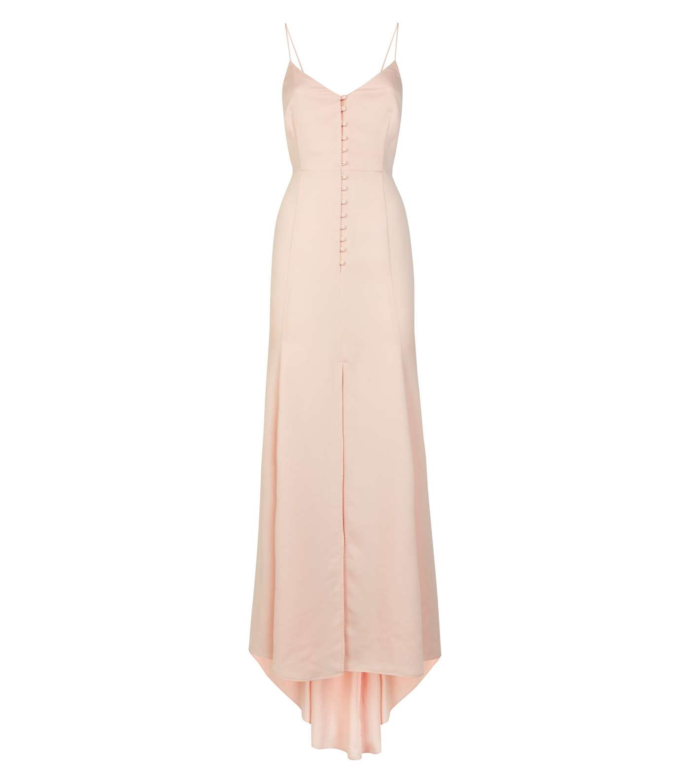 Pale Pink Satin Button Front Maxi Dress Image 3