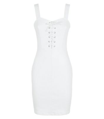 white denim bodycon dress