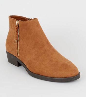 tan flat ankle boots