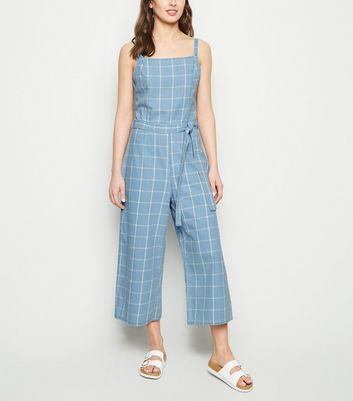 square neck denim jumpsuit