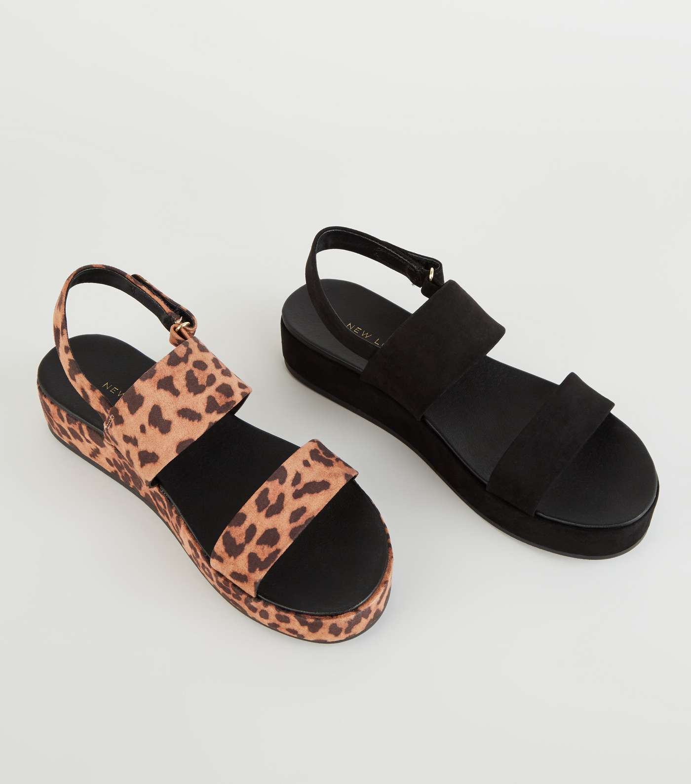 Black Suedette 2 Strap Flatform Sandals Image 4
