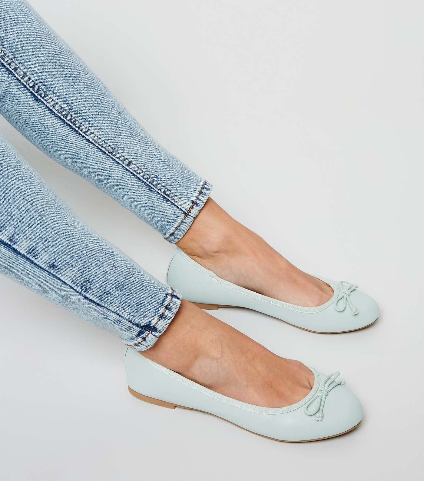 Mint Green Leather-look Ballet Pumps Image 2