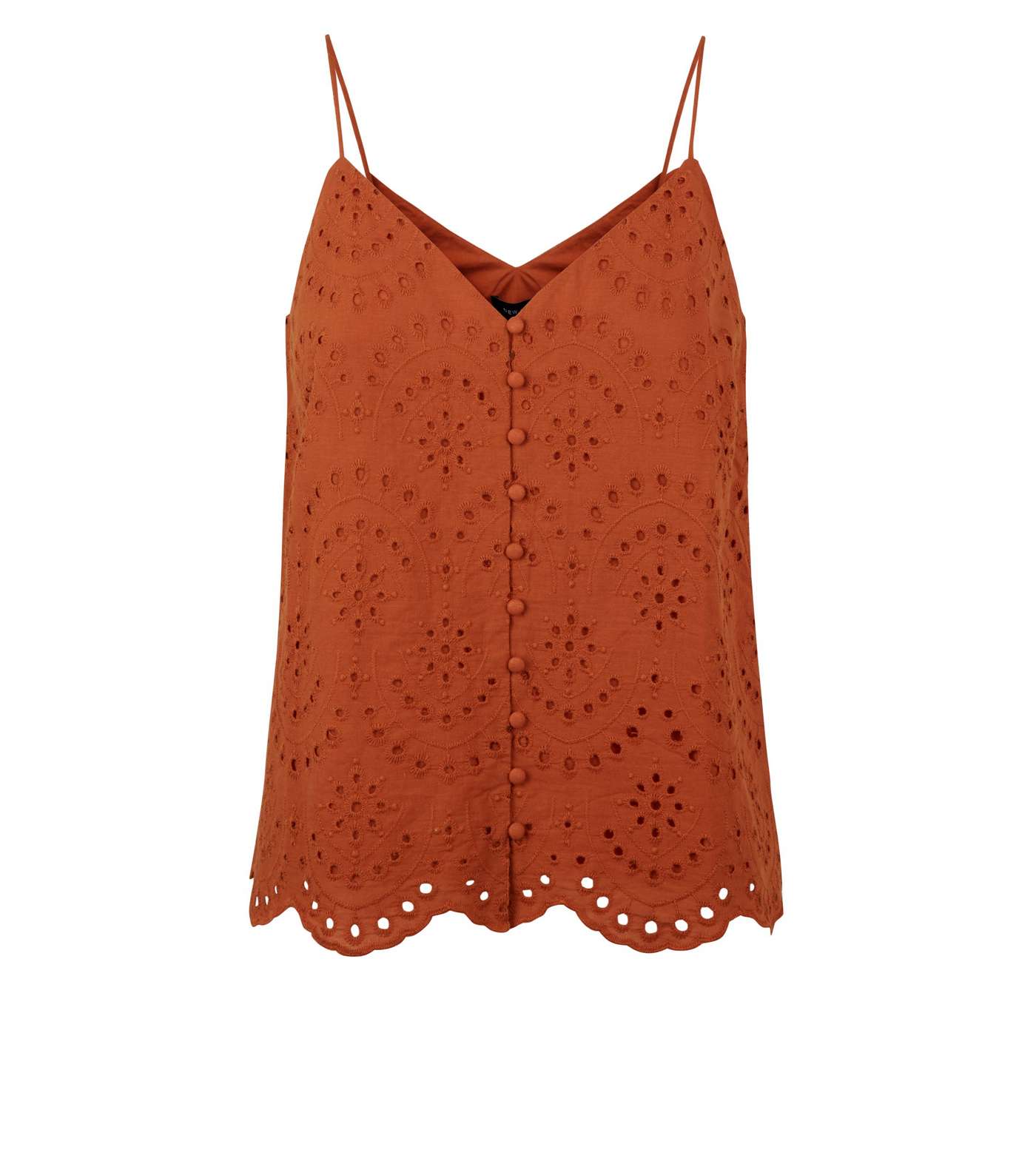 Rust Broderie Button Front Cami Image 4