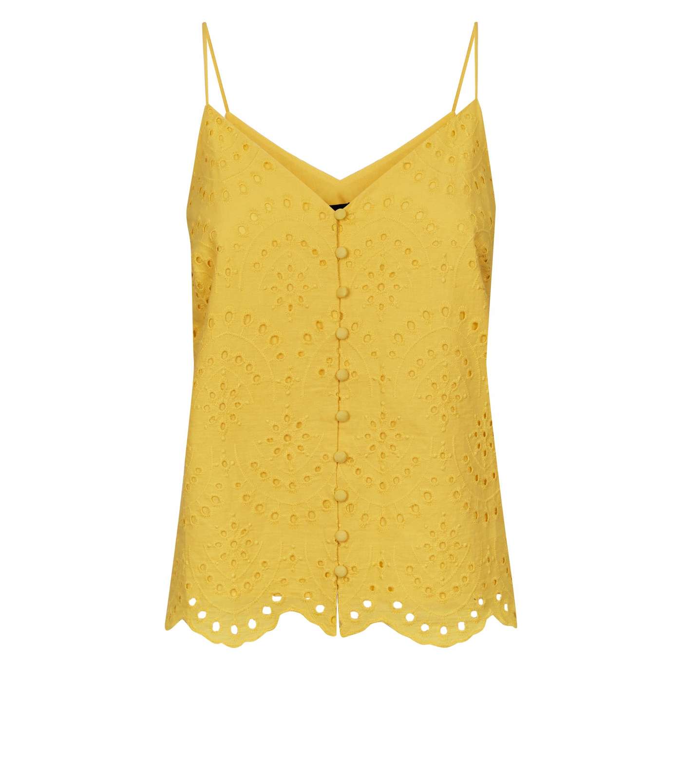 Yellow Broderie Button Front Cami Image 4
