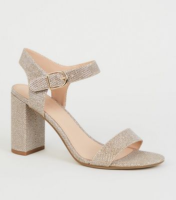 Gold Glitter 2 Part Block Heels | New Look
