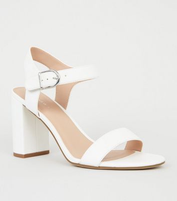 womens white block heel