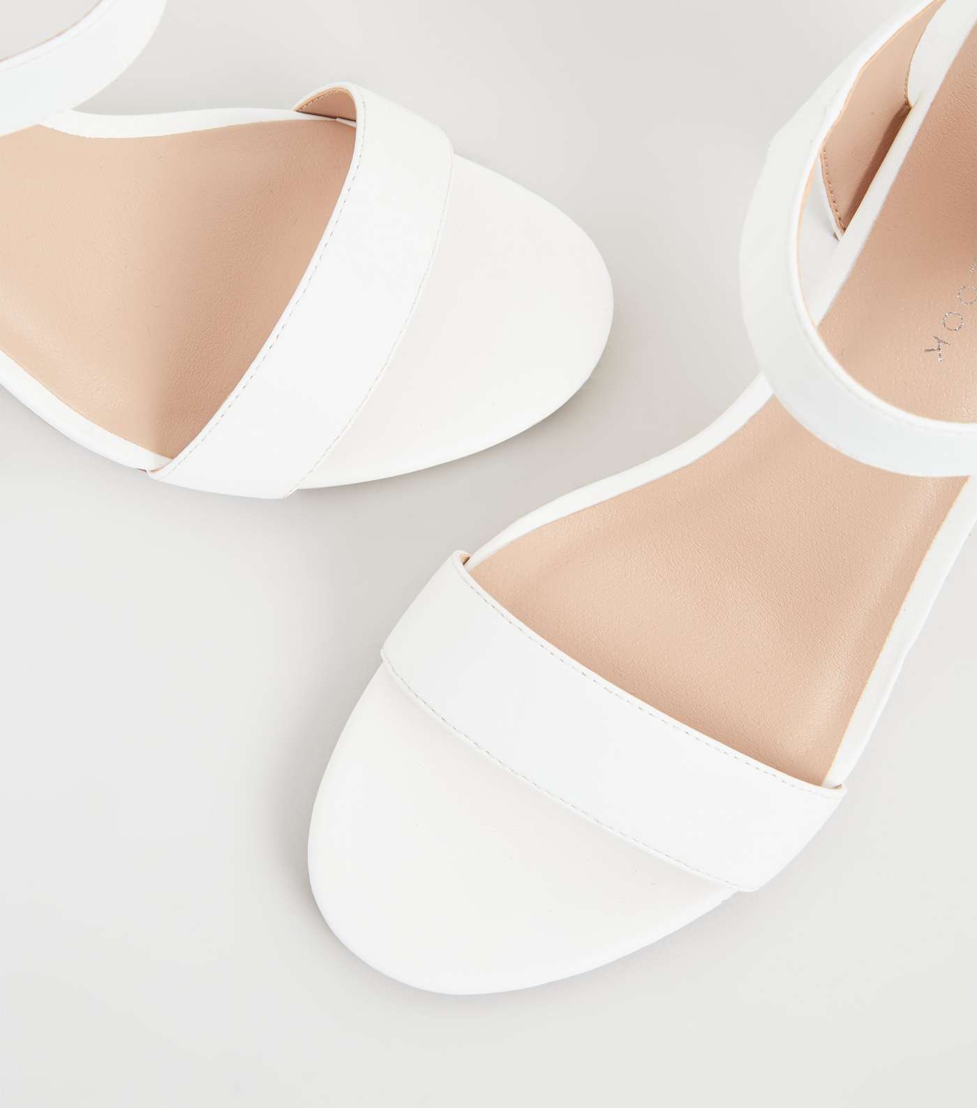 White Leather-Look 2 Part Block Heels Image 3