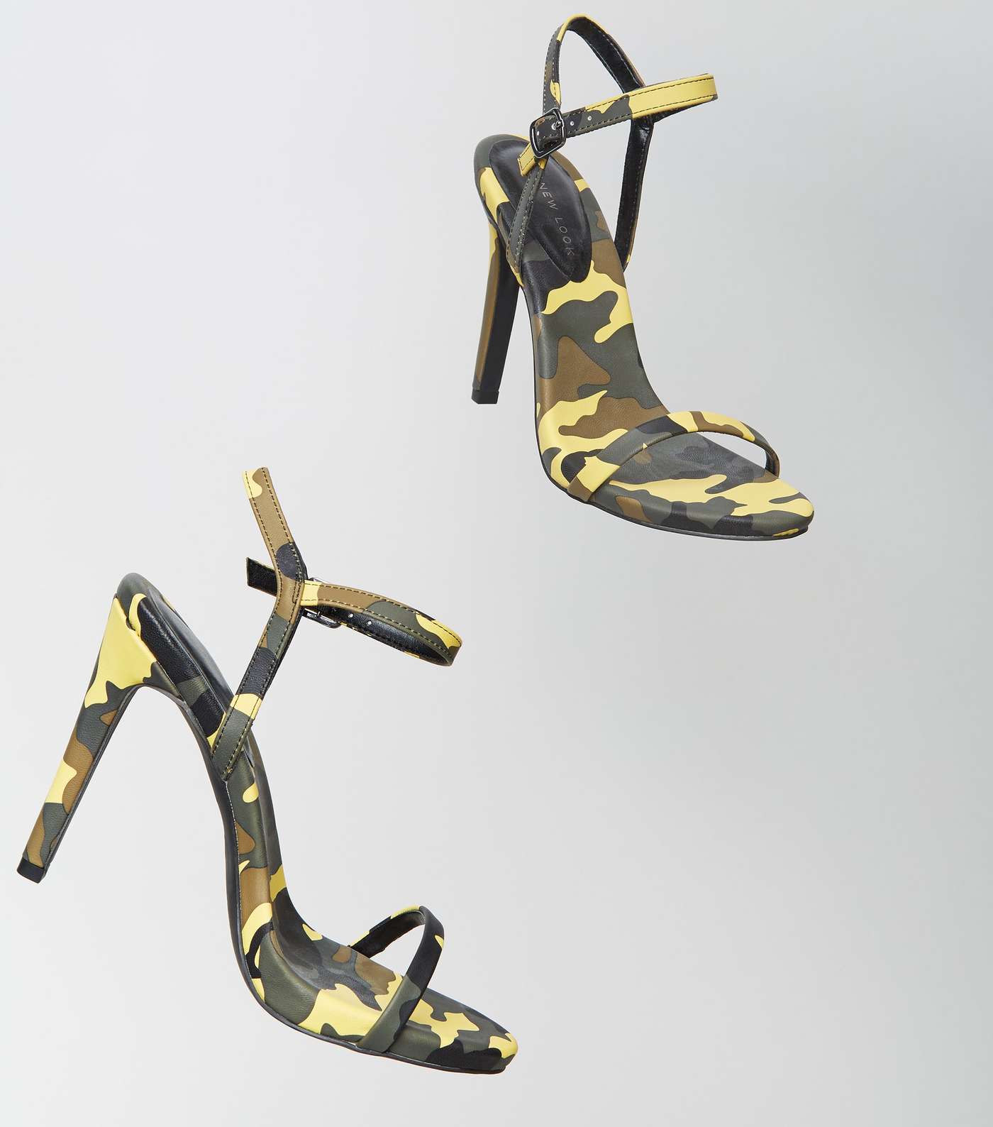 Green Camo Print Stiletto Heel Sandals Image 4