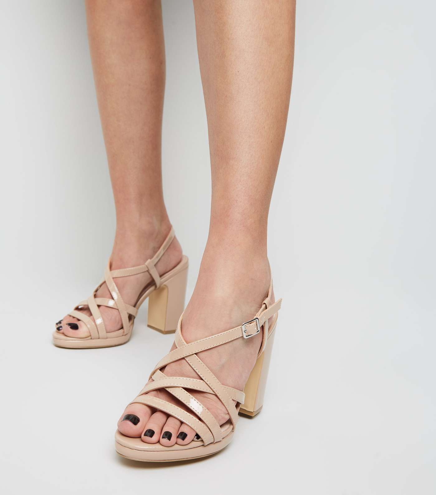 Nude Comfort Flex Patent Strappy Heeled Sandals Image 2
