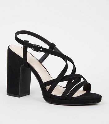 black strappy heels new look