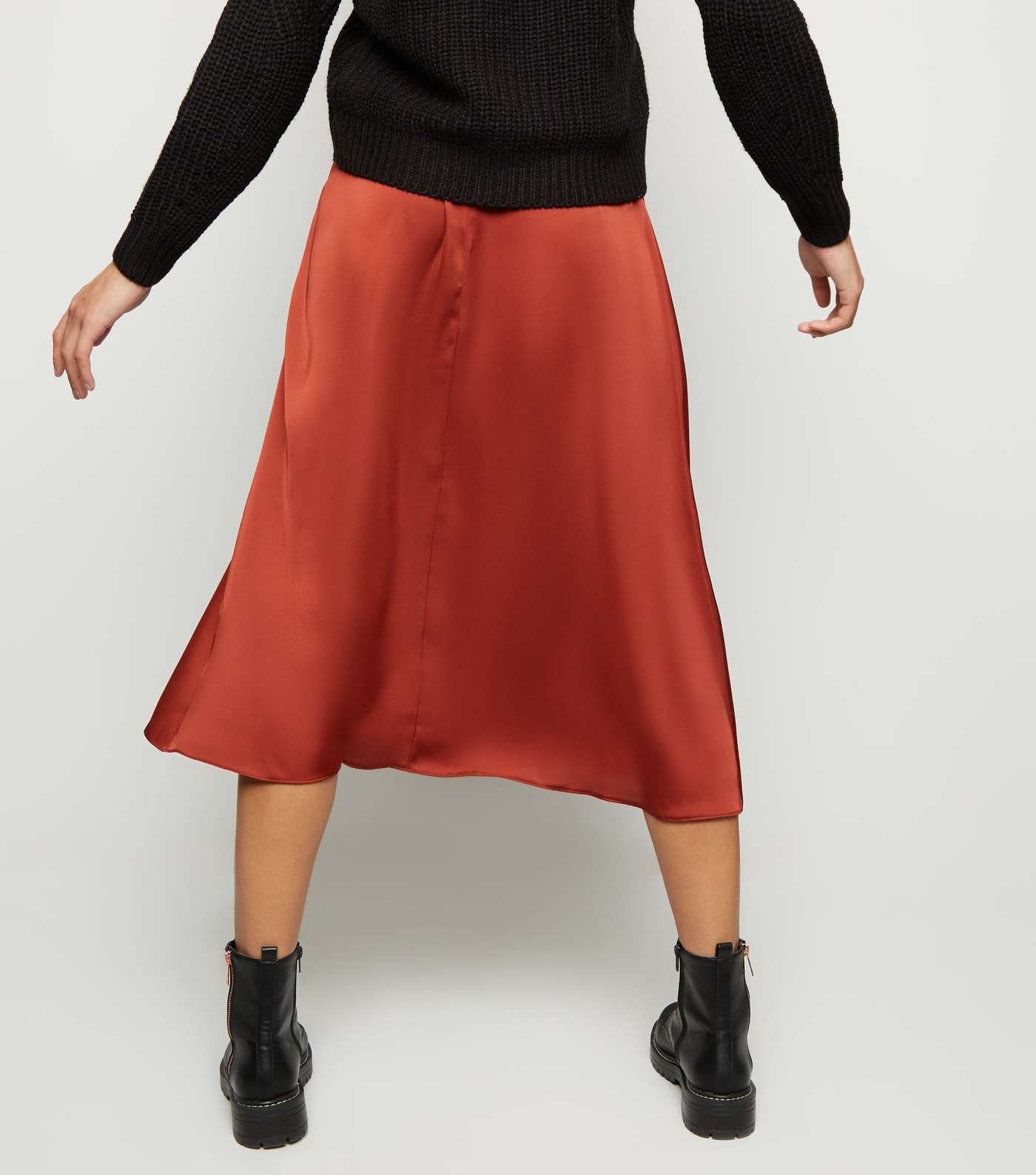 Rust Satin Midi Skirt  Image 3