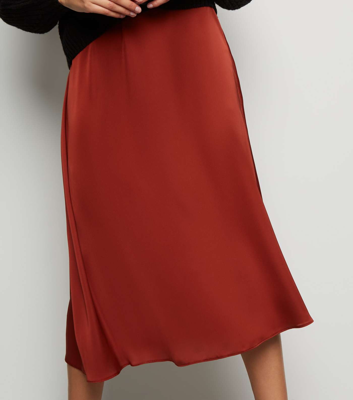 Rust Satin Midi Skirt  Image 5