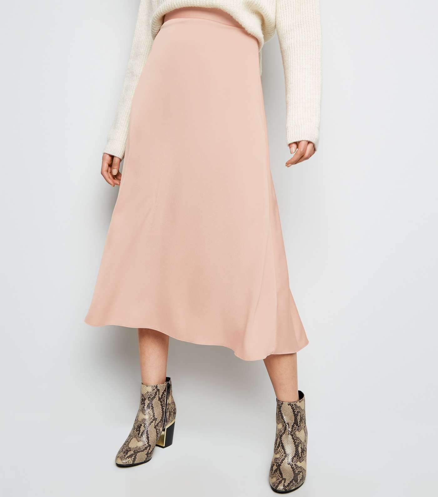Pale Pink Satin Midi Skirt  Image 2