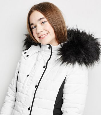 white ski puffer jacket