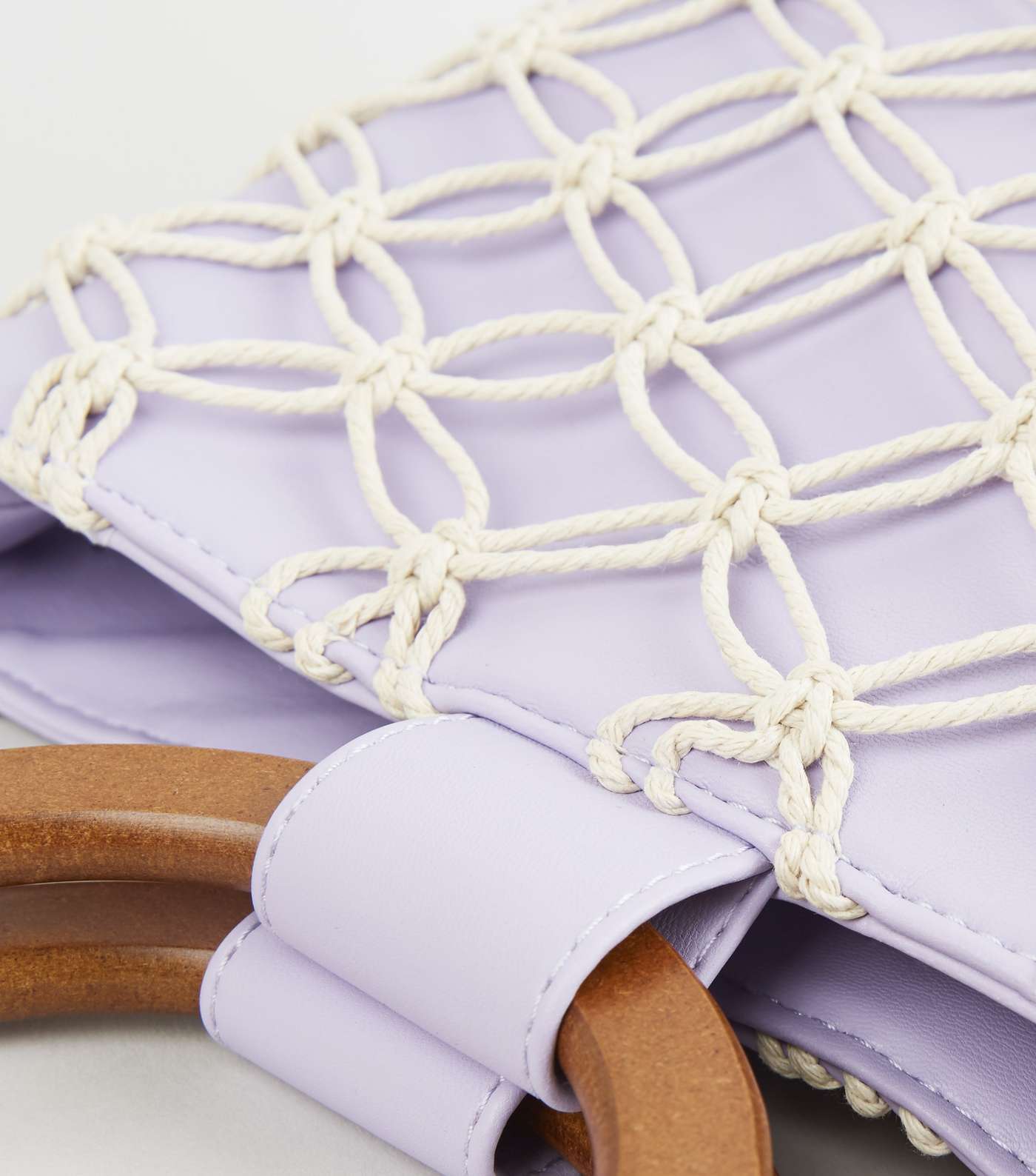 Lilac Leather-Look Macramé Bucket Bag Image 3