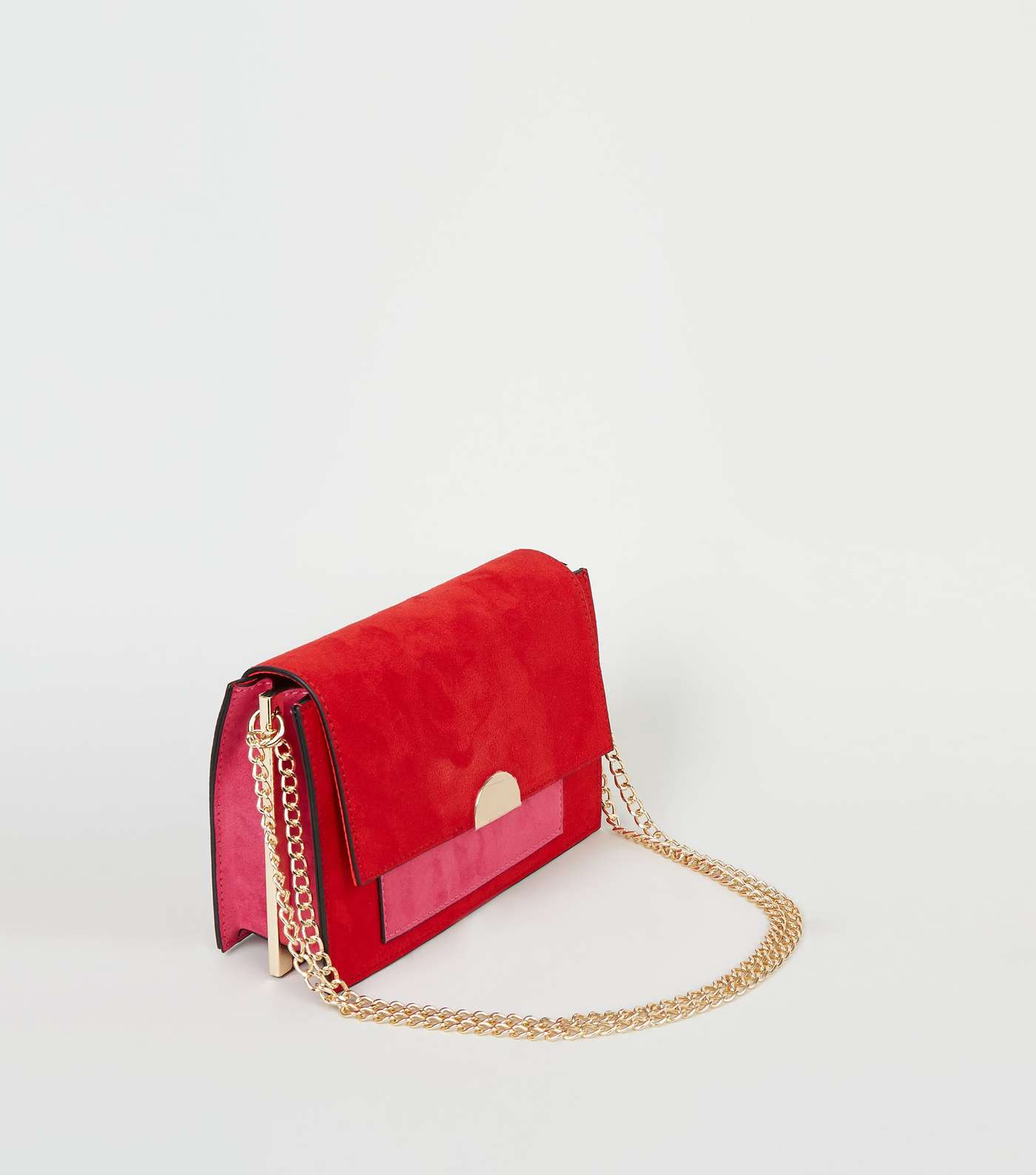 Red Colour Block Chain Shoulder Bag  Image 3