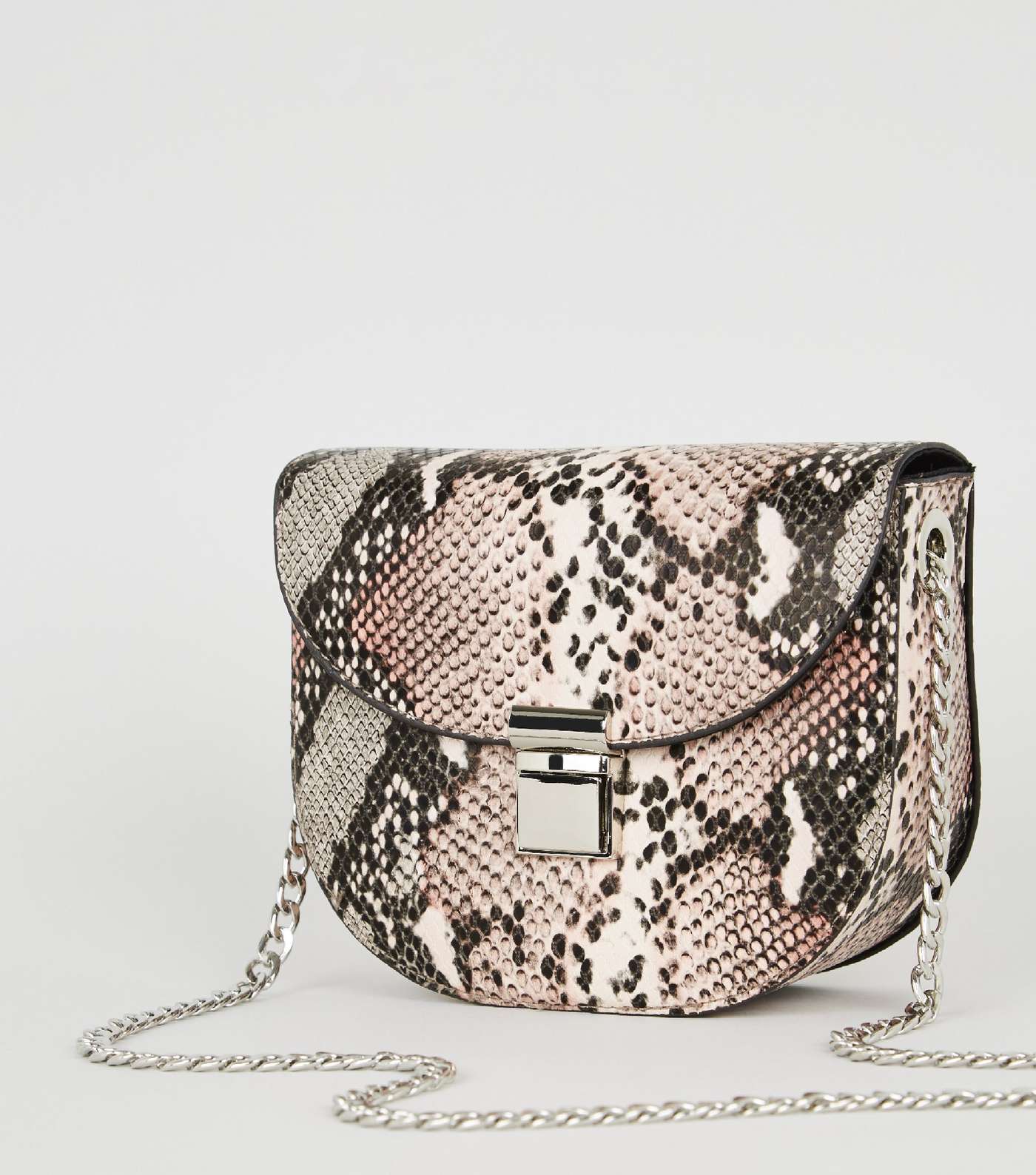 Pink Faux Snake Saddle Bag  Image 3
