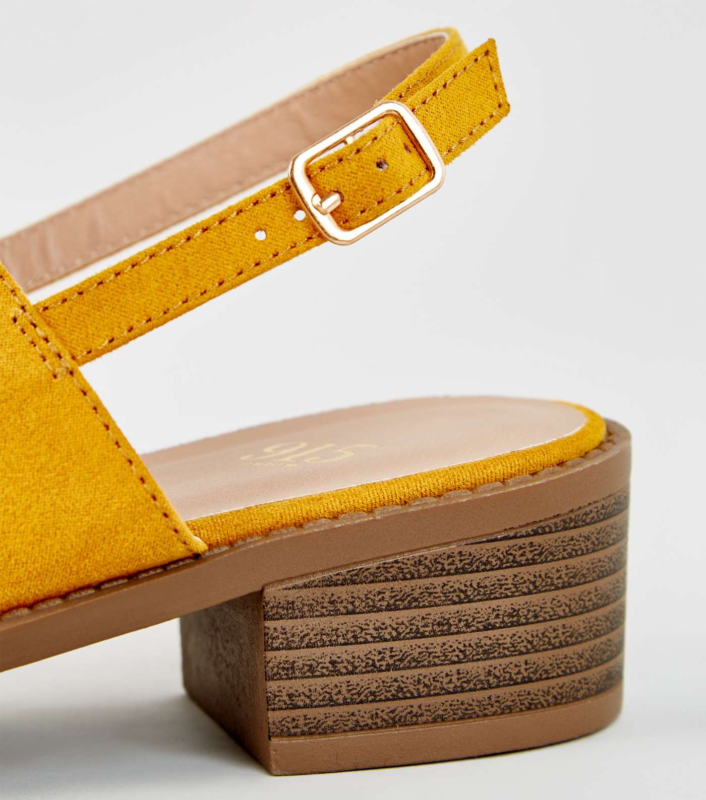 Girls Mustard Suedette Low Block Heel Sandals  Image 3