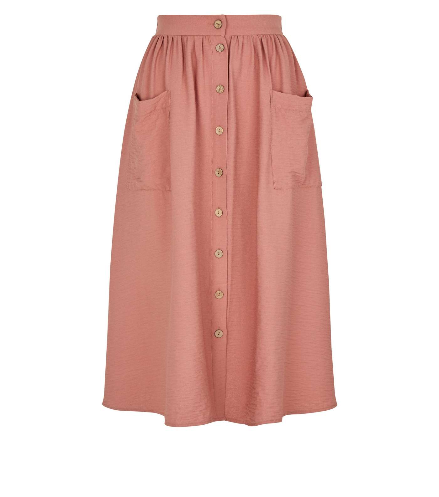 Pale Pink Button Pocket Front Midi Skirt  Image 4