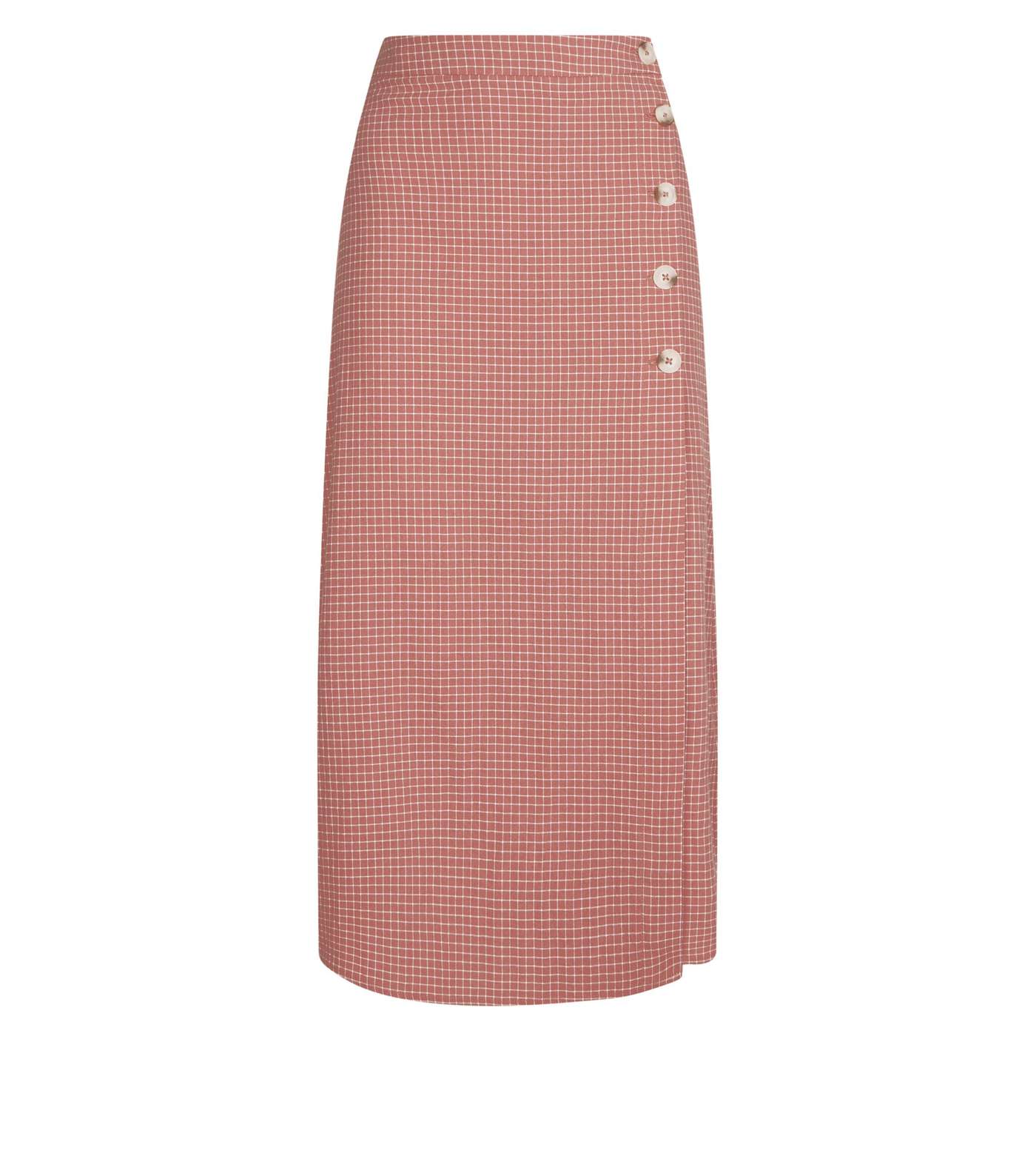 Pink Grid Check Midi Skirt  Image 4