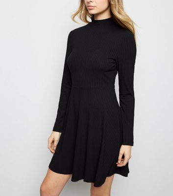 black turtleneck skater dress