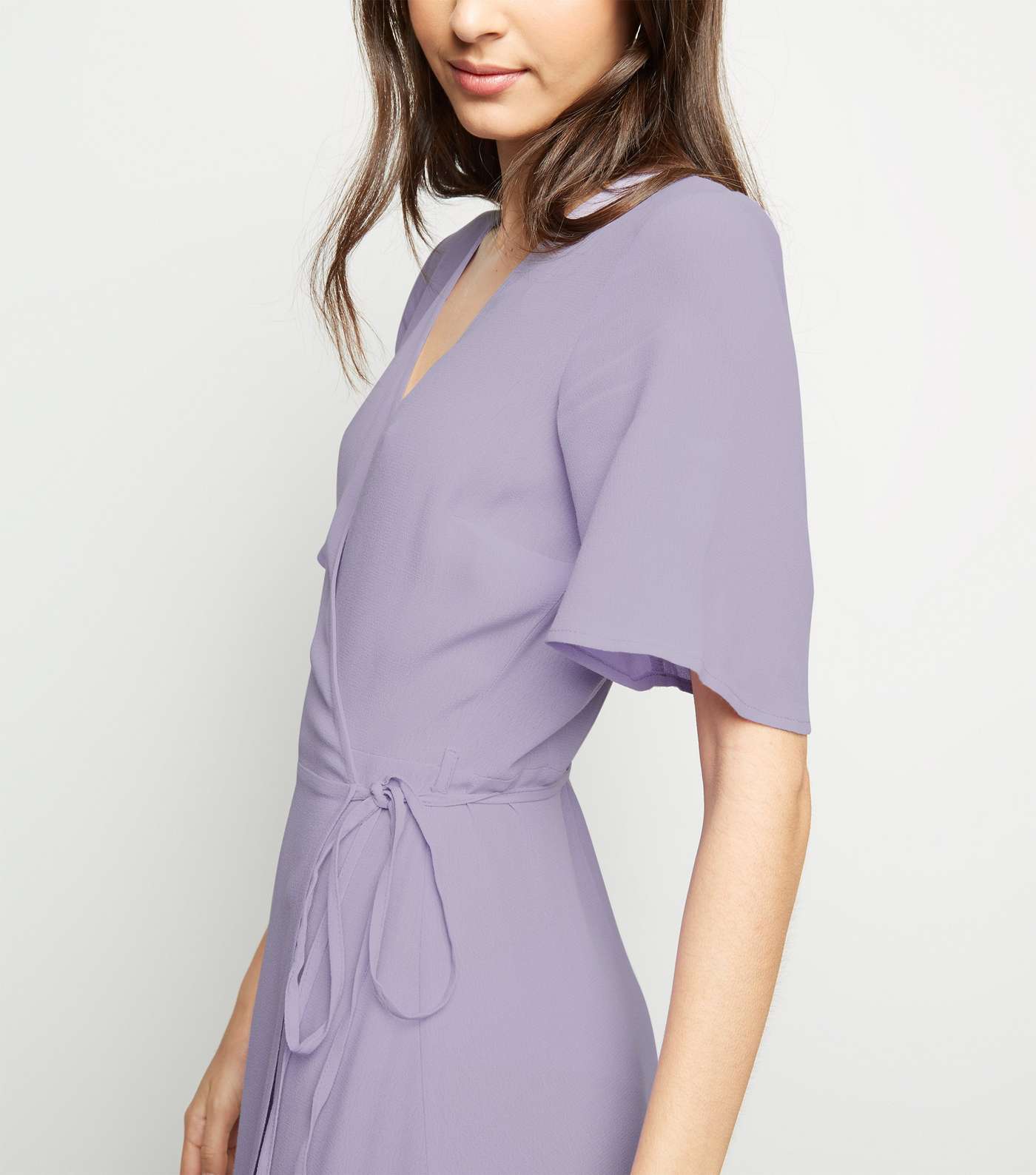 Lilac Tiered Wrap Midi Dress Image 3