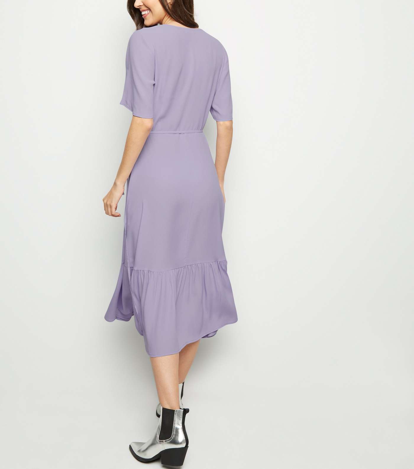 Lilac Tiered Wrap Midi Dress Image 5