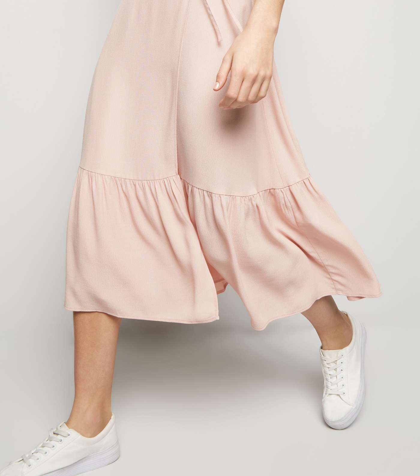 Pink Tiered Midi Wrap Dress Image 5
