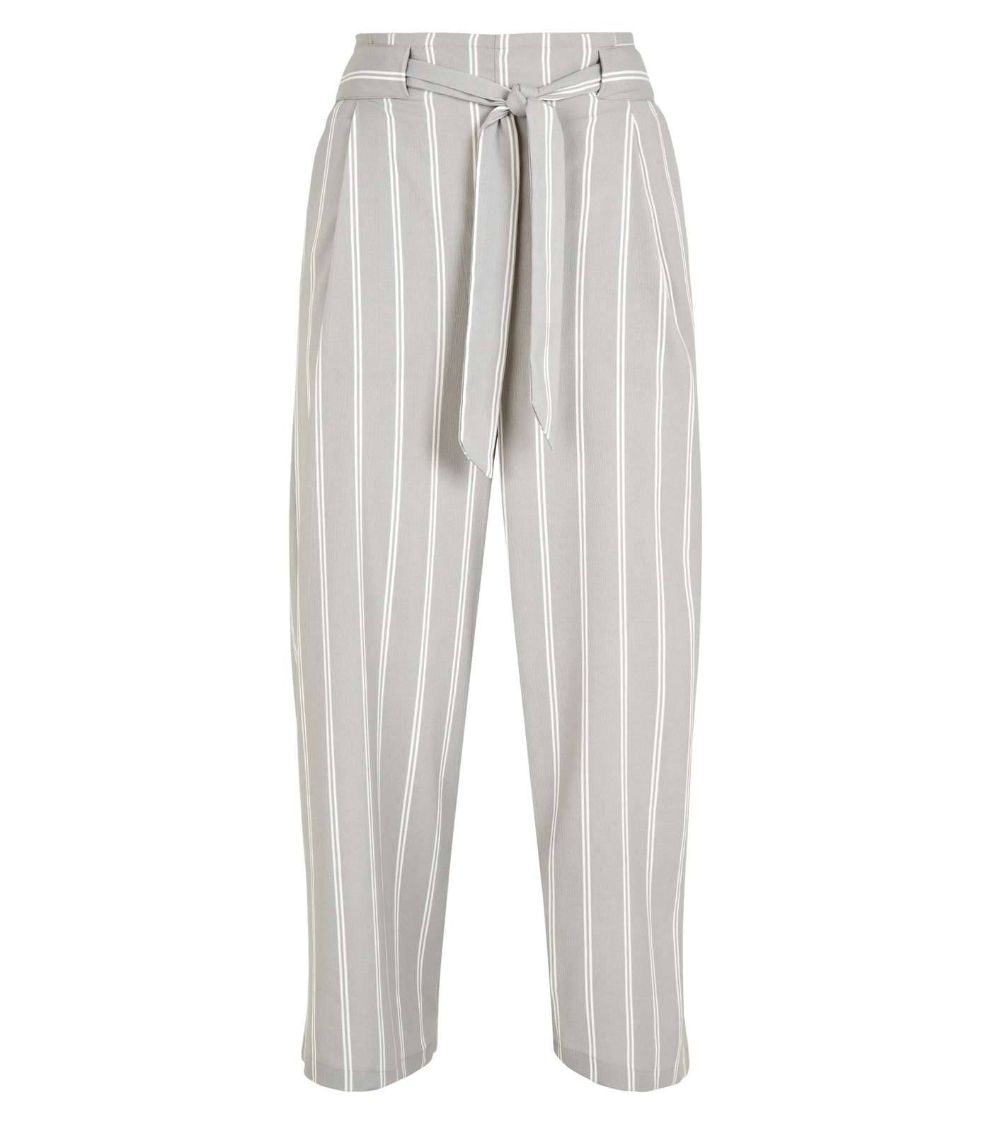Light Grey Stripe Crop Trousers Image 4