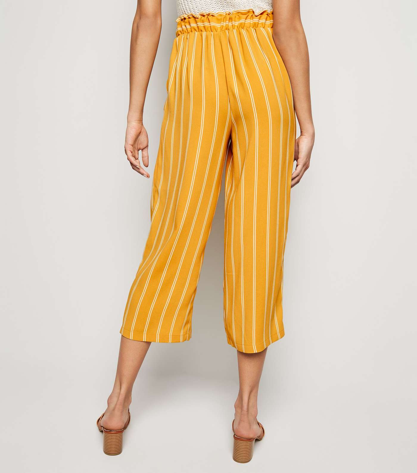 Mustard Stripe Crop Trousers Image 3