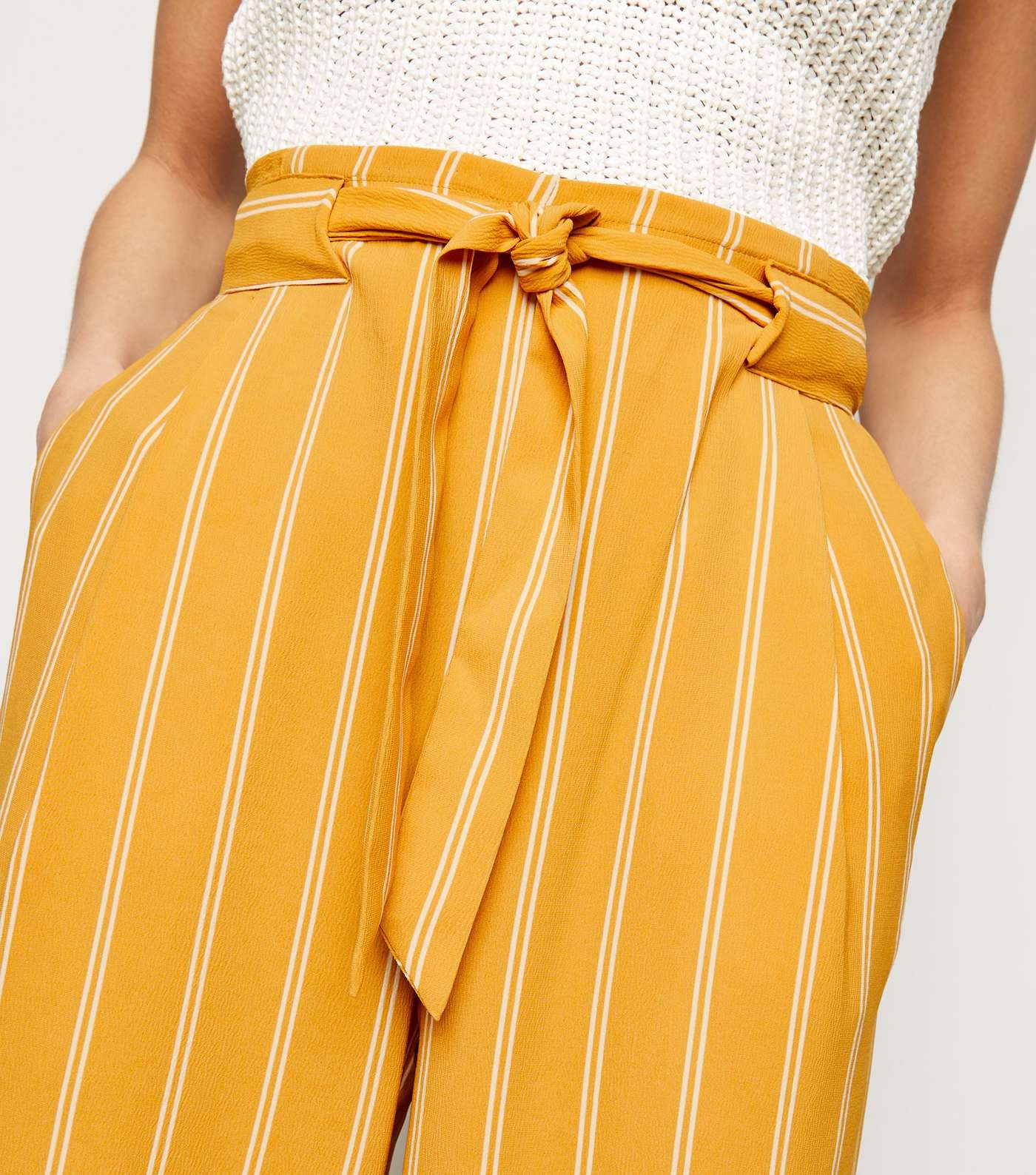 Mustard Stripe Crop Trousers Image 5